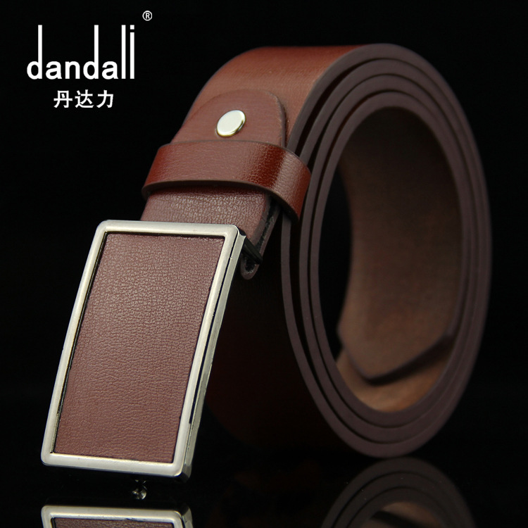 新款贴皮皮带 男士板扣腰带休闲复古平滑扣仿古牛仔裤带网络爆款