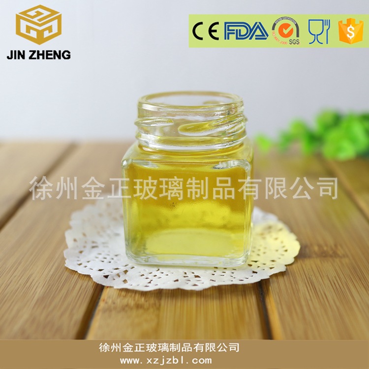 50ml方形四棱密封小号透明玻璃酱菜蜂蜜瓶厂家现货供应