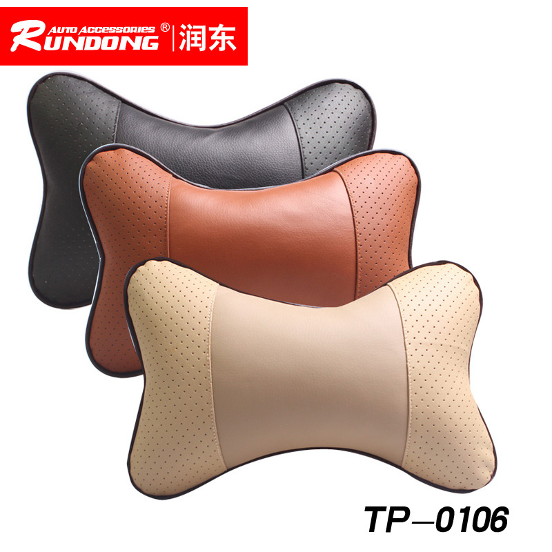 汽車立體全皮革頭枕 透氣骨頭枕 護(hù)頸枕頭單只 汽車用品 TP-0106