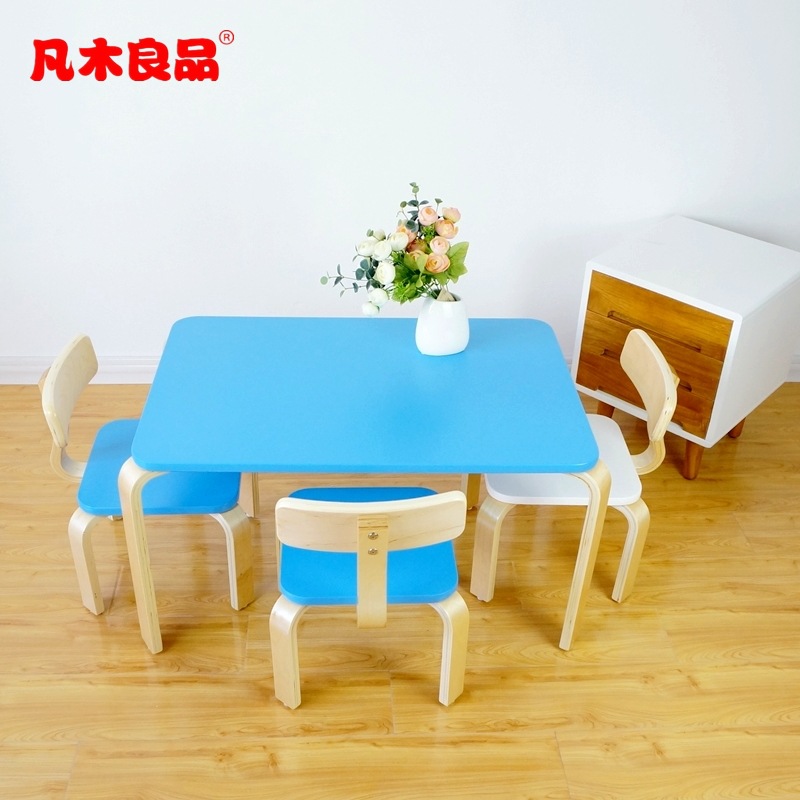 Solid wood children learning table and chair set kindergarten table chair combination baby learning to eat game table wholesale