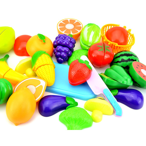 Cross-border simulation kitchen fruit cutting toy set for children cooking girls playing house fruit and vegetable cutting fun wholesale