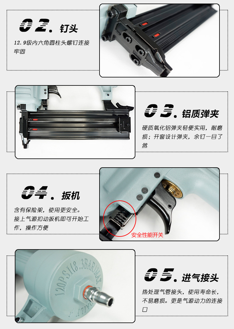 批发荣鹏气动钉枪内外墙钢钉枪连接固定气动打钉枪气钉枪水泥钉枪