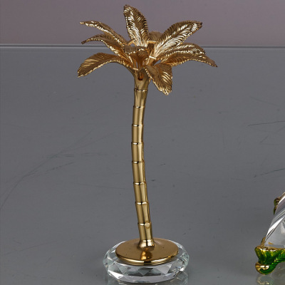 家居風水招財樹發財樹金屬工藝品 coconut tree開業禮品椰樹擺件