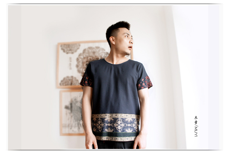 藏藍色民族風短袖 750+500 1