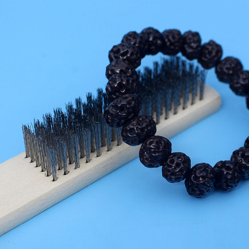 Wooden handle 6-row wire brush Wenwan wire brush wooden handle Rudraksha currency cleaning and decontamination