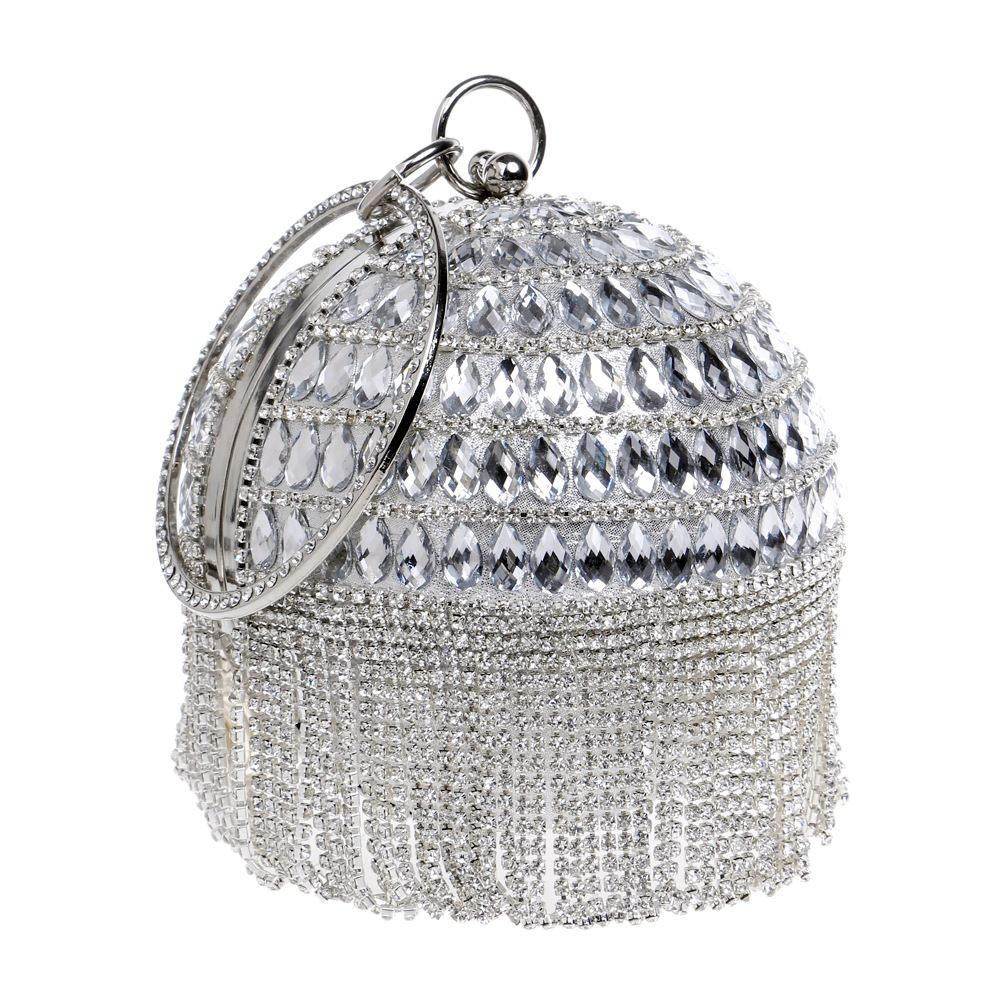 Hot Fringed Dinner Bag Women Fashion Ball Handbag Banquet Evening Bag display picture 6