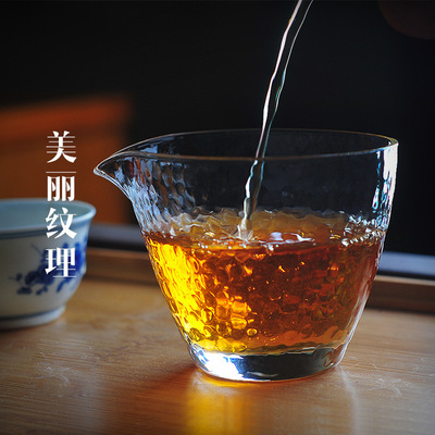 锤目纹玻璃公道杯耐热玻璃茶杯日本功夫茶具配件套装厂家批发|ms
