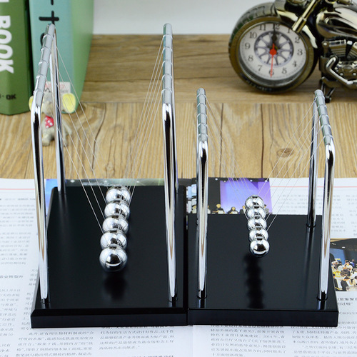 Wood base stainless steel bracket square Newton pendulum ball pool ball bumper ball anti-breakage business gift ornaments