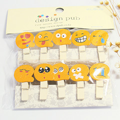 Send small wooden clips, large wooden clips, and photo clips with orange smiley faces and twine (3.5*0.7cm)