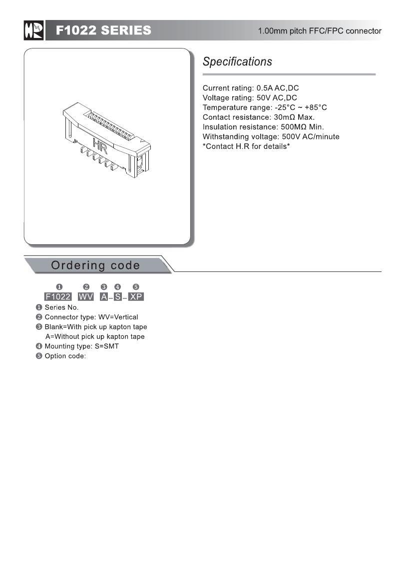 ̨ӴHR  F1022WVA-S-04P SMT TYPE Ƭ