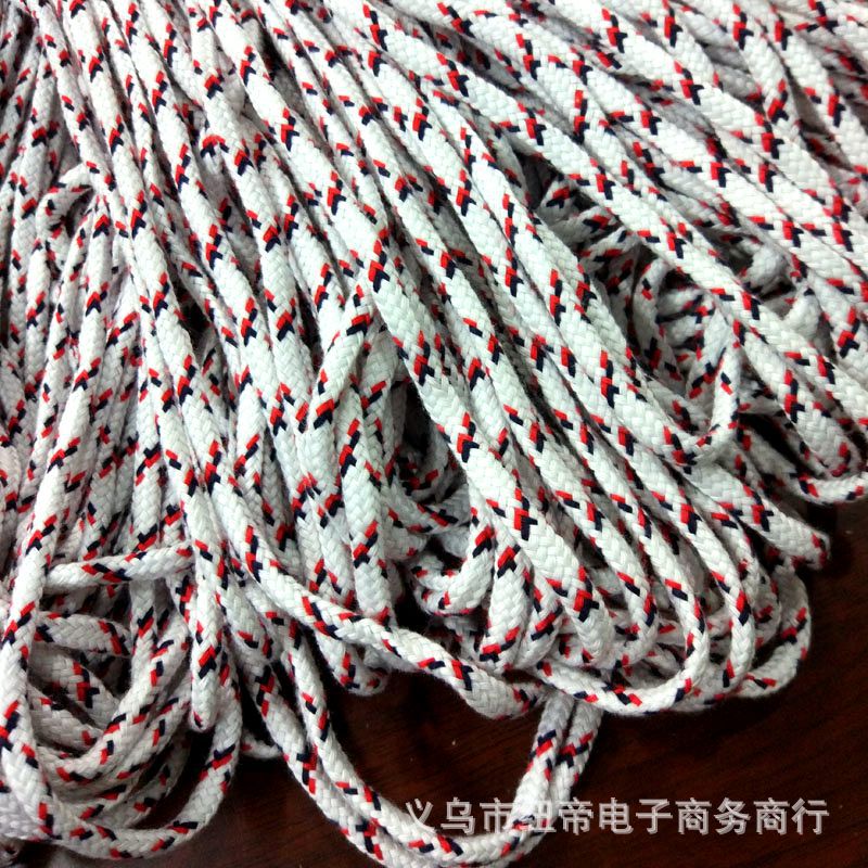 16锭涤棉花色编织绳 彩色棉绳 黑红相间棉绳