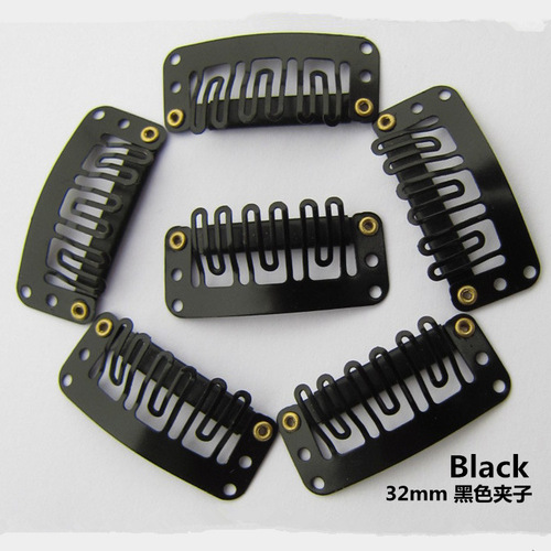 32mm steel strong U-shaped wig wearing clip-in hair clip Waterdrop steel hair clip BB clip black and white not peeling off