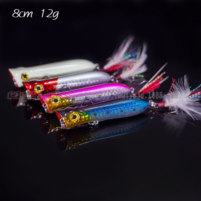 2 Pcs Popper Fishing Lures Hard Baits Bass Trout Fresh Water Fishing Lure