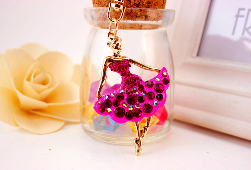 34g Weight Bag Charms Bag Accessories Type Rhinestones Inlay Material Alloy Material Human Pattern Kuxi Ornament Alloy Rhinestone Ballet Girl Car Key Ring Women Bag Accessories Key Chain Small Gift 15