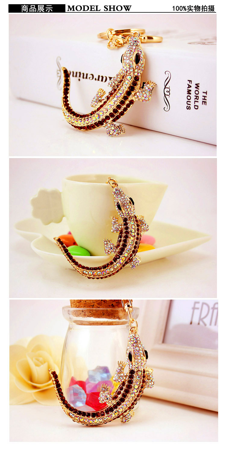 39g Weight Alloy, Metal Material Unisex Gender Korean Creative Cute Diamond Lizard Keychain 无