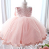 Lace dress with bow for princess, 2021 collection, European style, children's clothing