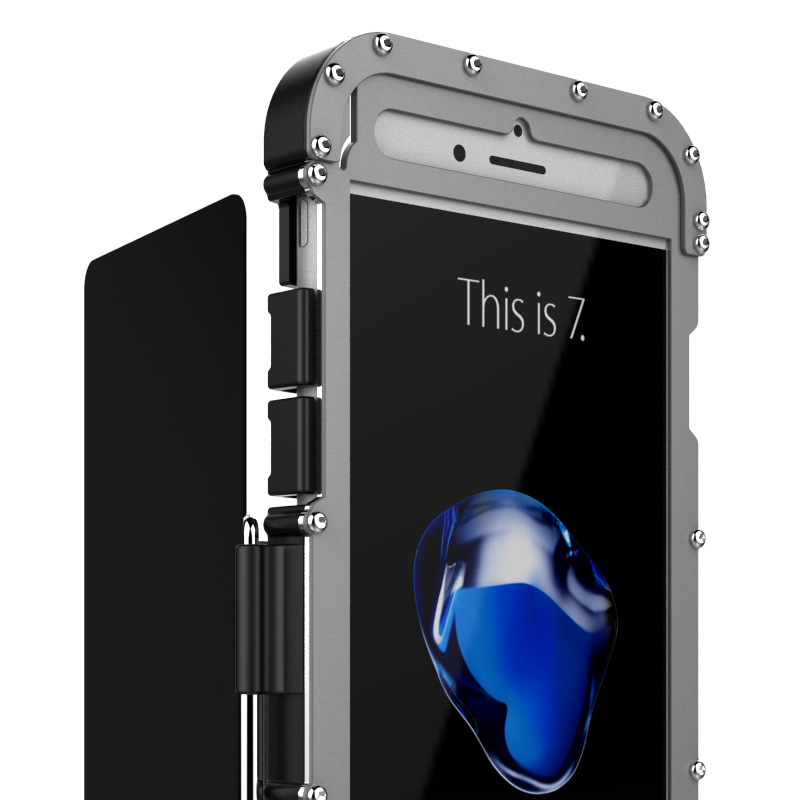 Armor King Iron Man Luxury Shockproof Stainless Steel Aluminum Metal Flip Case Cover for Apple iPhone 7 Plus & iPhone 7
