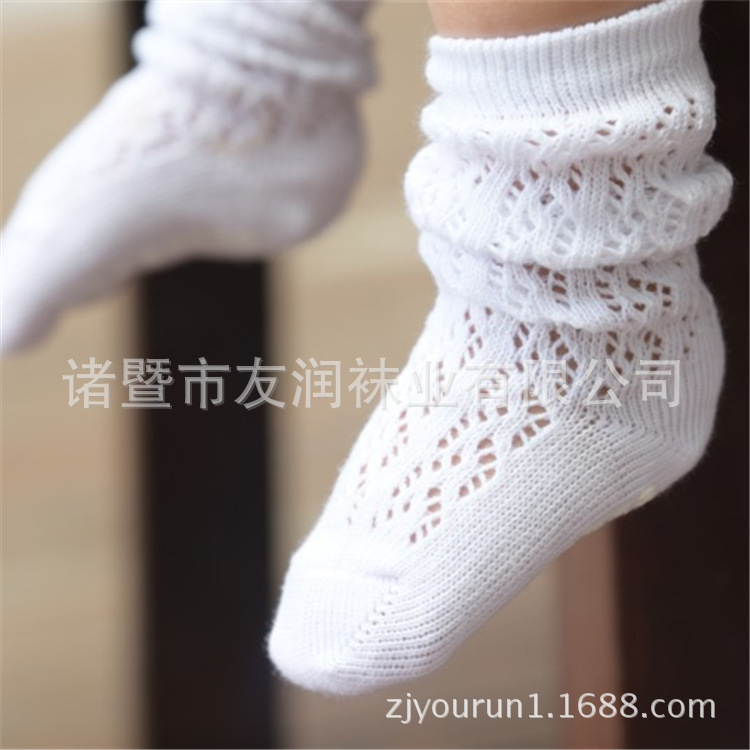 Corea del sur de verano de algodón fino hueco de malla grande boca suelta bebé anillo Calcetines antideslizantes niños infantiles mediados de la pantorrilla calcetines de princesa