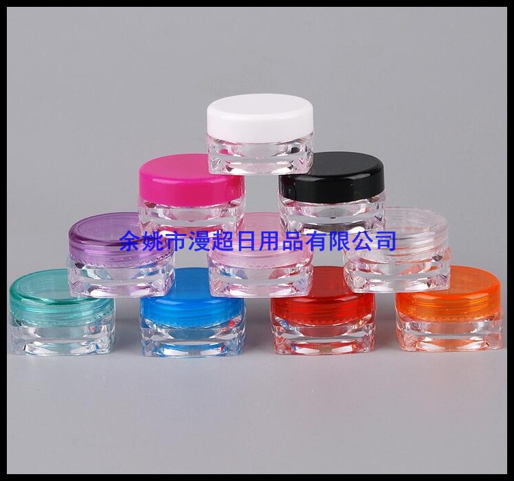 方形试用装瓶 面霜小瓶3g散粉分装盒 印泥方盒3ml药膏盒 塑料瓶
