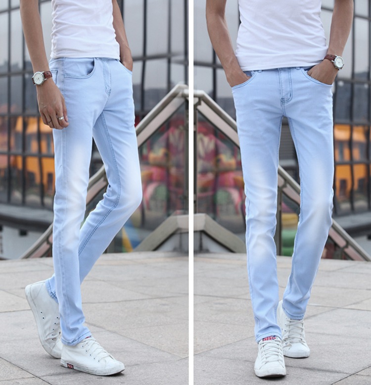 Jeans slim blu elasticizzati da uomo pantaloni a sigaretta_voghion.com