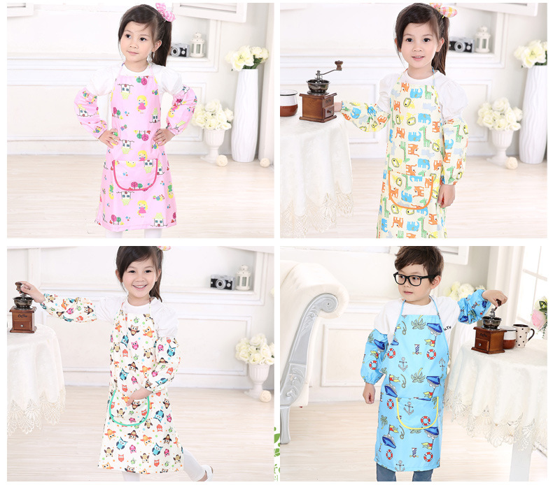 Korean Edition fashion waterproof children apron Painting clothes