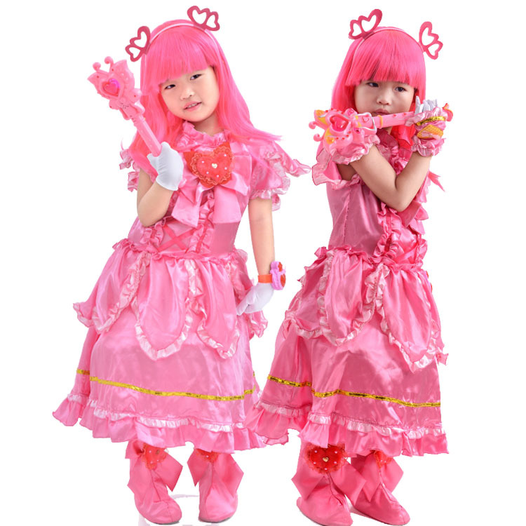 巴拉拉小魔仙假发动漫舞会派对万圣节对诞节COS粉红蓝色黄色假发