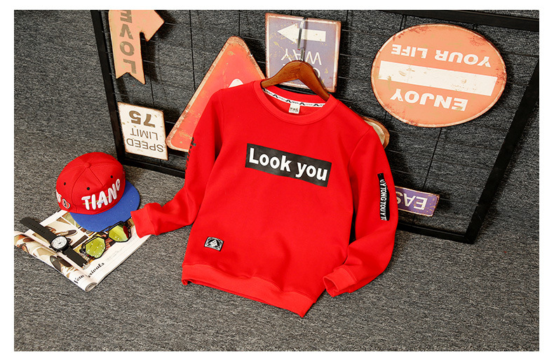 童卫衣-男大童加绒加厚套头卫衣2016冬季新款