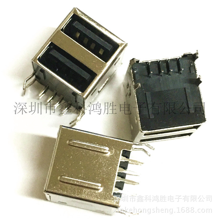 厂家直销 USB插座 AF 90度双层全包黑胶  高质量充电