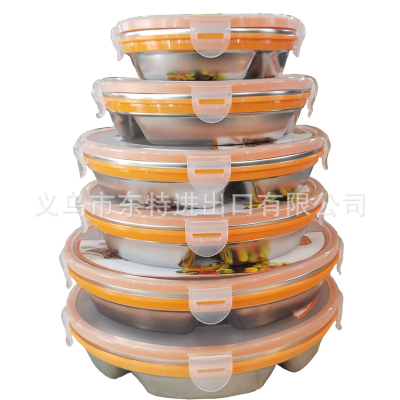 Stainless steel transparent lid children's fast food plate, anti-odor cross-contamination, multi-purpose sealed fast food box, kindergarten tableware detail image 11