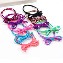 义乌地摊货源韩版皮筋双色拼接蝴蝶结发圈发饰头饰头绳饰品女批发