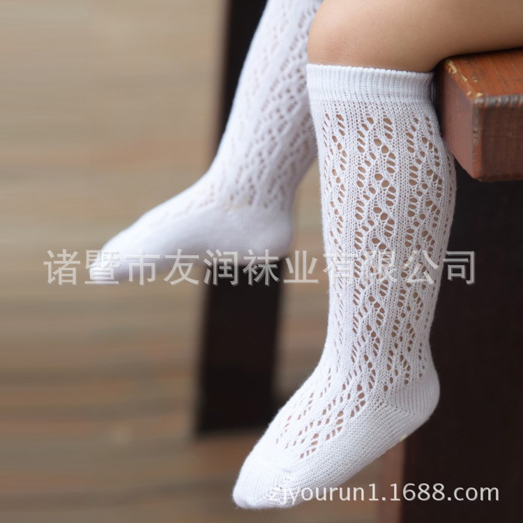 Corea del sur de verano de algodón fino hueco de malla grande boca suelta bebé anillo Calcetines antideslizantes niños infantiles mediados de la pantorrilla calcetines de princesa