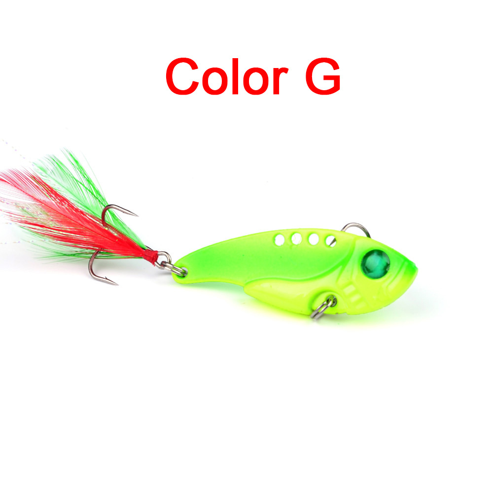 Meta minow vibrax with feather tail hooks