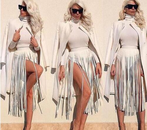 Long Flowing Fringe Belt Gypsy Style Women's Adjustable Skirt Style PU Leather Waist Wrap