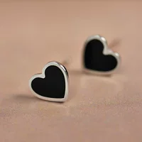 Earrings heart shaped, accessory, Korean style, 925 sample silver