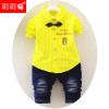 Demi-season set for boys, autumn jeans, trousers, children's shirt, sports suit, 2023, Korean style, 0-4 years