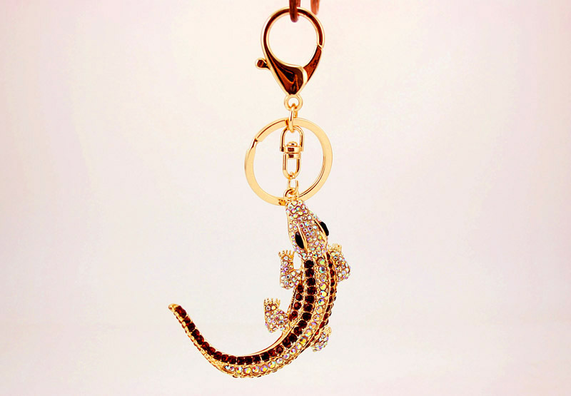 39g Weight Alloy, Metal Material Unisex Gender Korean Creative Cute Diamond Lizard Keychain 5