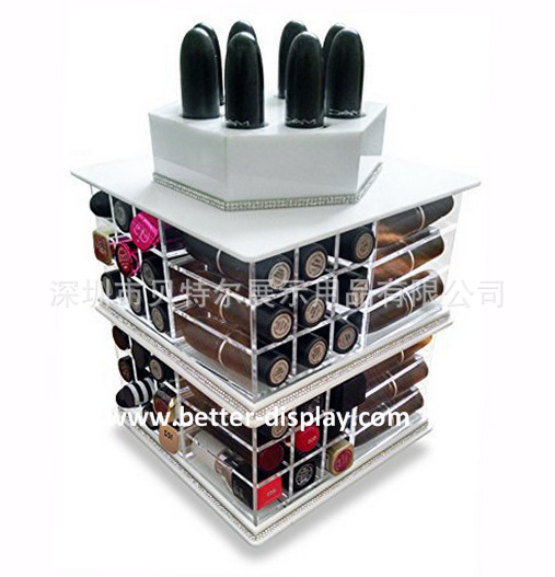 亚克力口红展示架 化妆品展示柜 有机玻璃化妆品展示柜台厂家定做