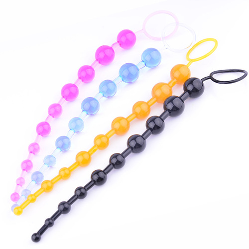Anal plug with beads, 10 beads, colorful beads, flirting supplies, adult sex toys wholesale