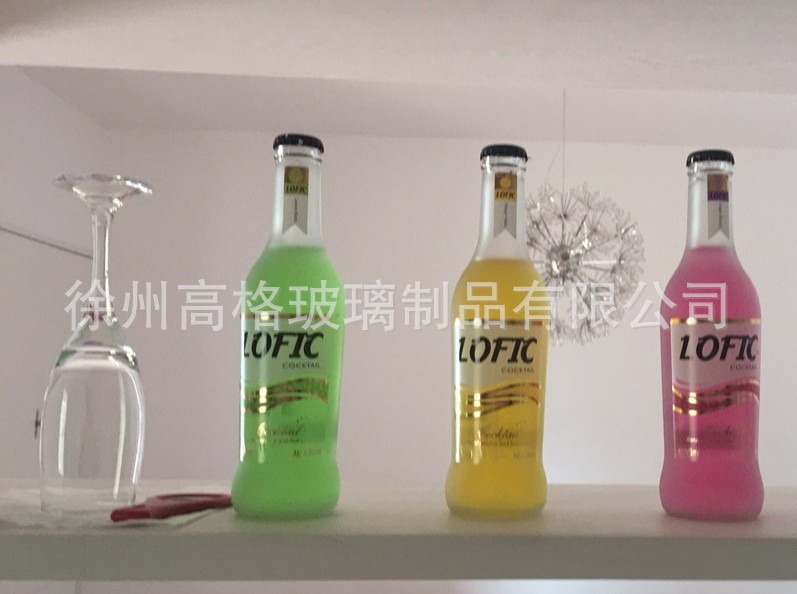 透明RIO275ml鸡尾酒瓶 蒙砂玻璃瓶 可乐饮料瓶汽水玻璃瓶