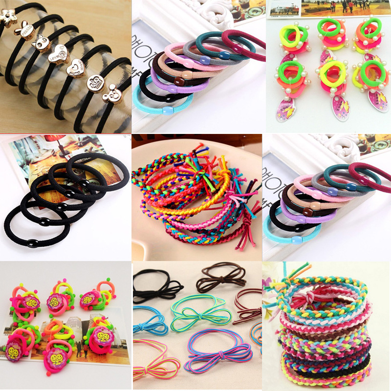 2018韓版頭飾皮筋發繩彩色麻花辮頭繩純手工編織發圈 兩元店進貨