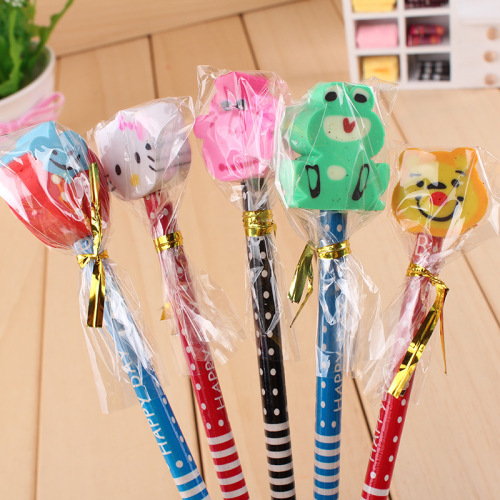 Cute animal eraser pencil cartoon with eraser pencil creative primary school student prize holiday gift manufacturer