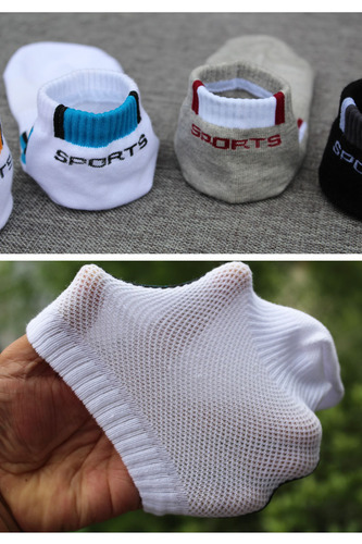 Summer adult breathable socks men's letter mesh men's short-tube low-top shallow mouth cotton sports socks street stall socks wholesale