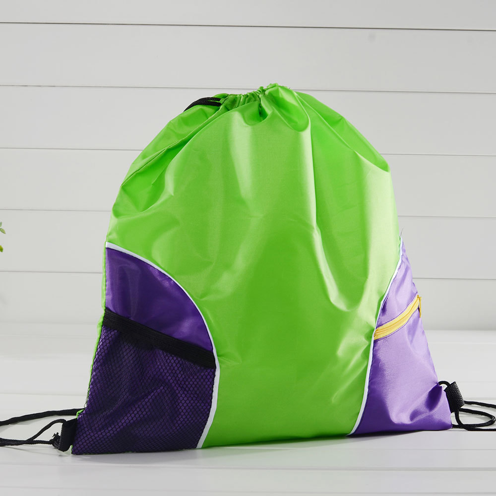 210D涤纶布束口袋牛津布简易双肩包参赛包运动抽绳袋可印logo