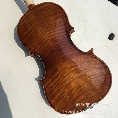 枣木件花纹小提琴配独立微调音质稳定初学考级小提琴