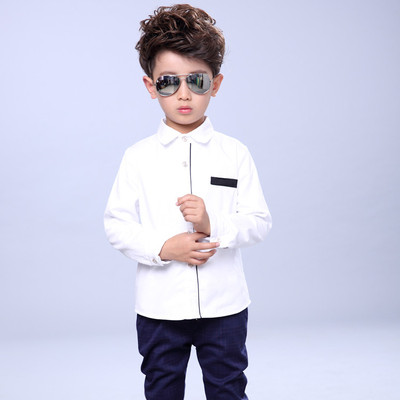1688 Spring Children's clothing new pattern children shirt Korean Edition Solid Primer Boy thickening shirt On behalf of