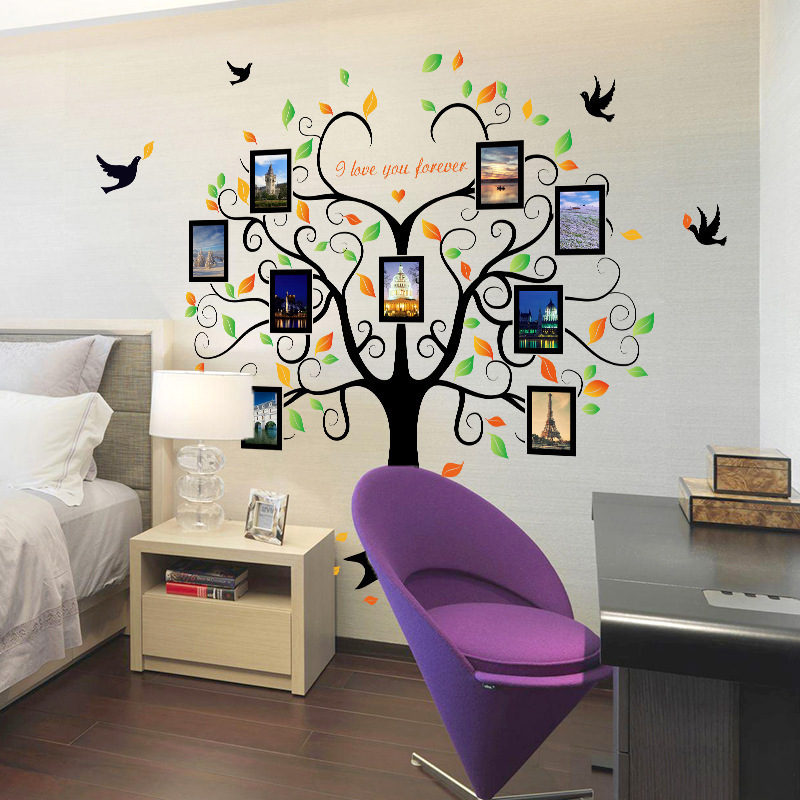 Wall Stickers Sk2010W Heart-Shaped Photo Frame Art Big Tree Living Room Bedroom Background Decorative Wall Stickers Extra Large Wall Stickers Sk2010W Heart-Shaped Photo Frame Art Big Tree Living Room Bedroom Background Decorative Wall Stickers Extra Large