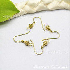 DIY手工飾品材料純銅時尚新款花球彈簧耳勾魚勾耳飾配件