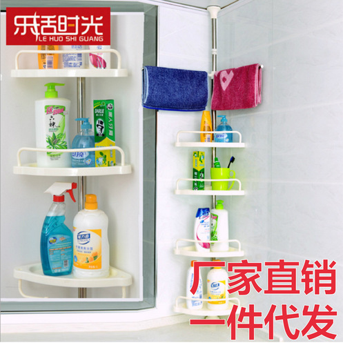 Lohas Time Bathroom Toilet Stainless Steel Corner Rack Telescopic Storage Rack Top-Height-Free Punch-Free Storage Rack