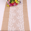 Manufacturers directly offer wedding decorative hemp table flag, linen tablecloth on both sides of lace lace, jaosenius cloth table flag