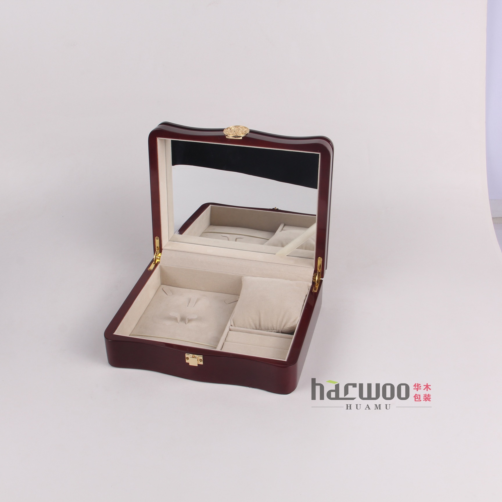 定做木质首饰盒公主饰品收纳盒桌面整理珠宝化妆品梳妆盒结婚生日